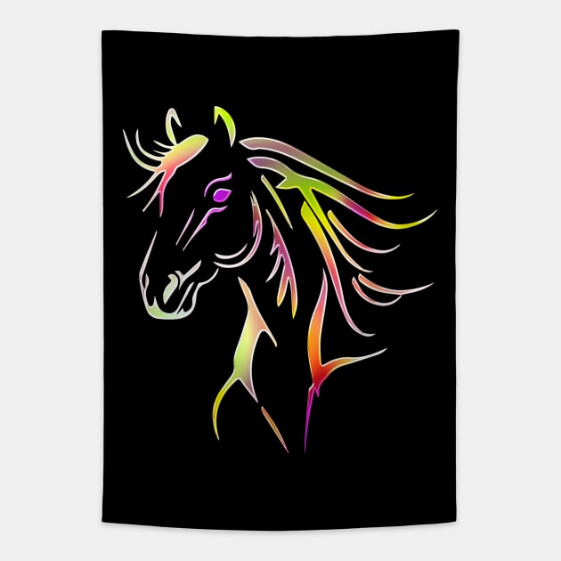 Horse Animal Wildlife Forest Nature Chrome Graphic Tapestry by Cubebox