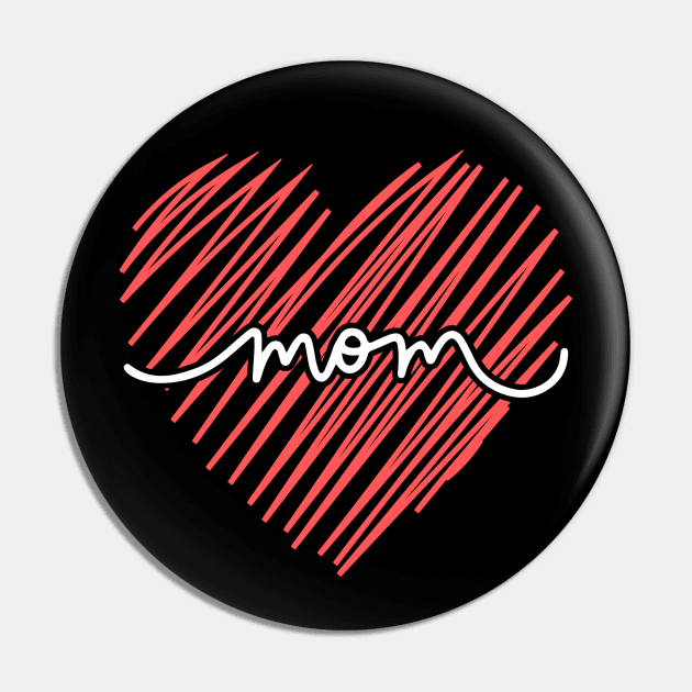 Mom and Scribble Heart Black Pin by LThings