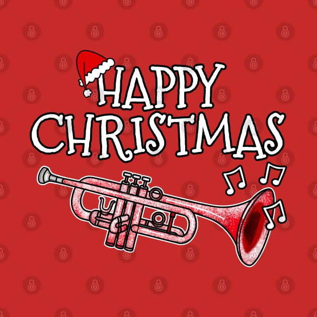 Christmas Trumpet Trumpeter Musician Santa Hat Xmas 2022 by doodlerob