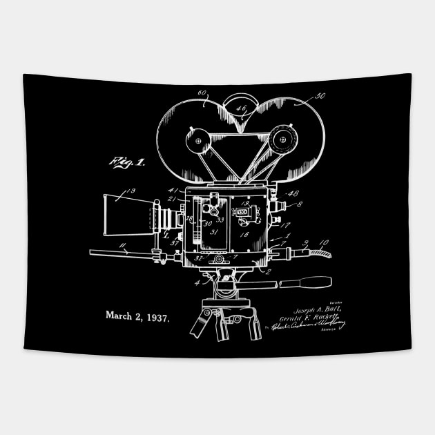 Old Motion Picture Camera 1937 Patent Tapestry by MadebyDesign