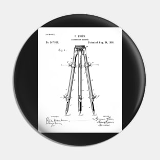 Surveyor Tripod Patent - Land Surveying Geology Geography Art - White Pin