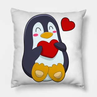 Penguin with Heart Pillow