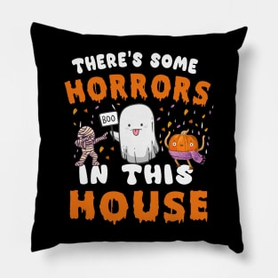 There's Some Horrors In This House Ghost Pumpkin Halloween Pillow