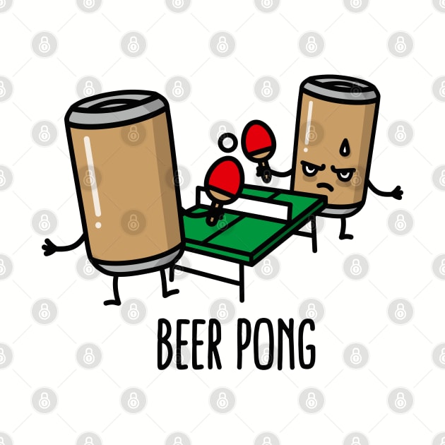 Beer pong cartoon ping pong table tennis beer can by LaundryFactory