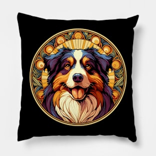 Australian Shepherd Dog  - Dog Owners Gift - Art Deco Style Pillow