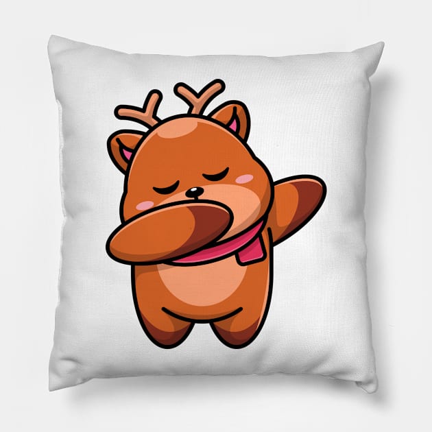 Cute baby deer dabbing cartoon Pillow by Wawadzgnstuff