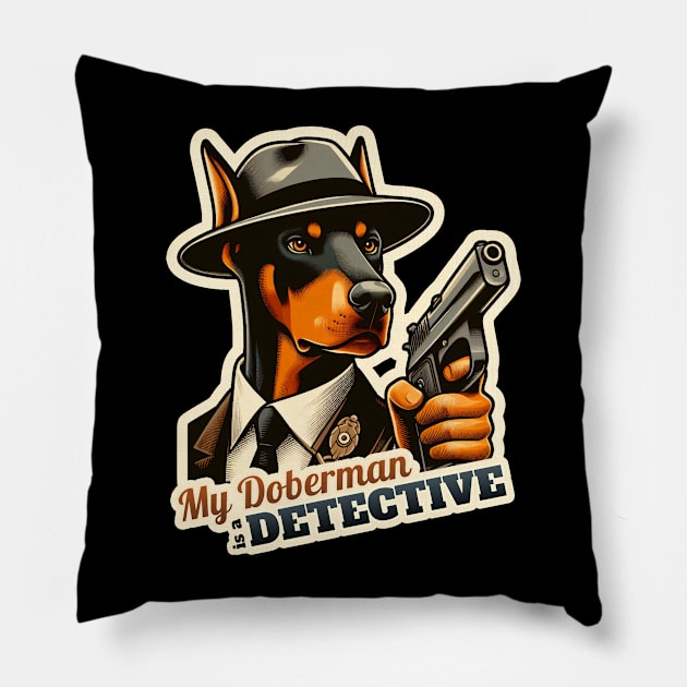 Detective Doberman Pillow by k9-tee