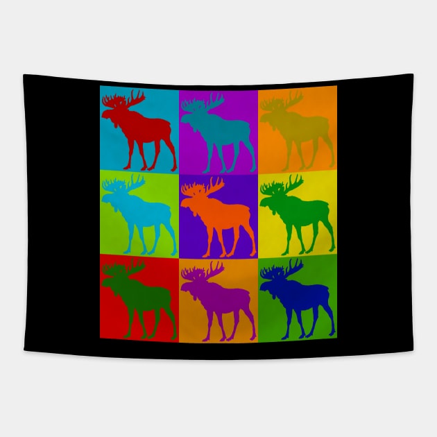 Moose Pop Art Best Selling Retro Animal Vintage Design Gift Idea Lover Tapestry by joannejgg