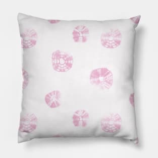 Polka shibori pink dots over light pink Pillow