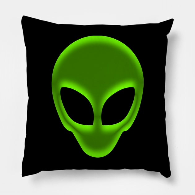 We Are Not Alone - Dark Green Alien Pillow by CanaryKeet