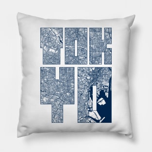 Tokyo, Japan City Map Typography - Coastal Pillow