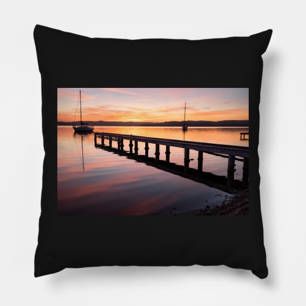 Sunrise On Lake Macquarie Pillow by jldunbar