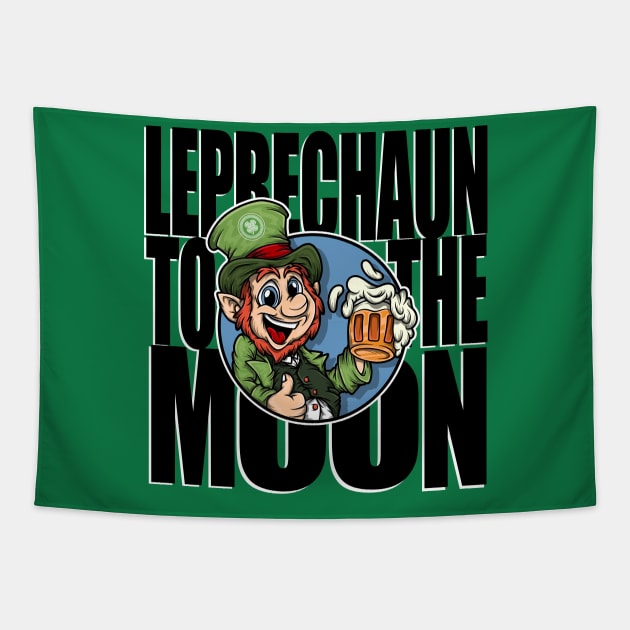 Leprechaun Token - LEP - Black - TO THE MOON Tapestry by Leprechaun Finance