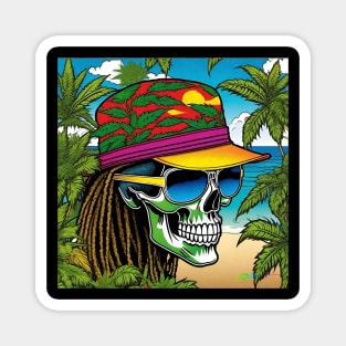 Reggae Music - Jamaican Stoner Skull 22 Magnet