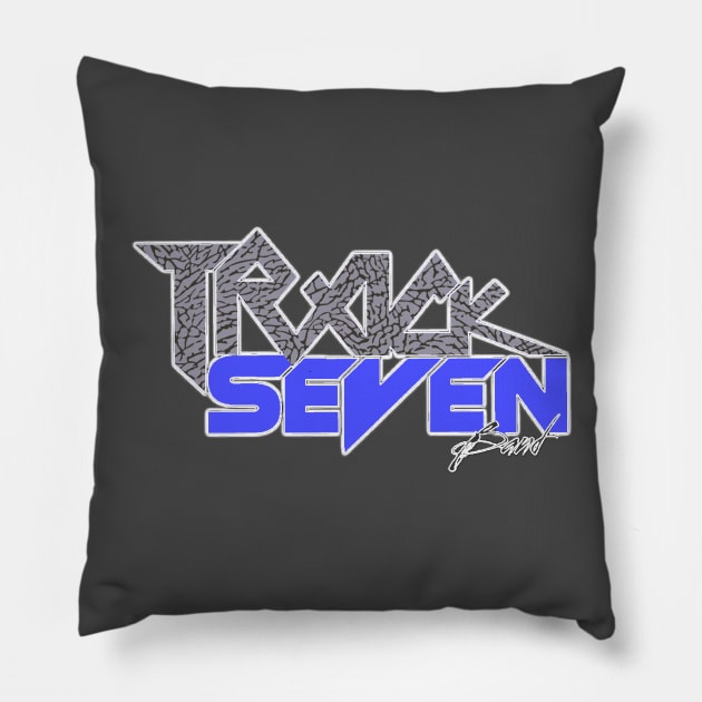 Throwback Track Seven Logo Cement Blue / Grey Pillow by TrackSevenBand