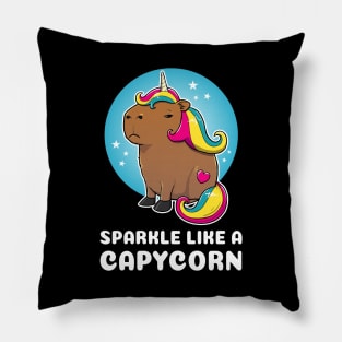 Sparkle like a capycorn Cartoon Capybara Unicorn Pillow