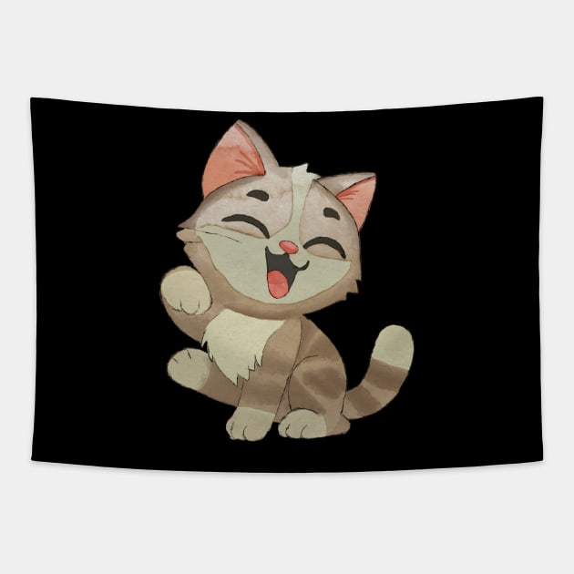 Happy smiling kitty Tapestry by Znikoma