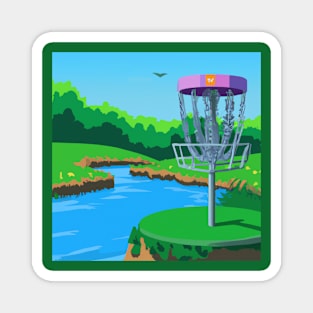 Disc Golf Along Side a River Magnet