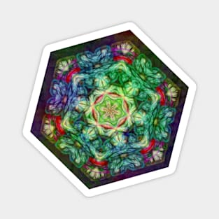 Stained glass fractal kaleidoscope Magnet