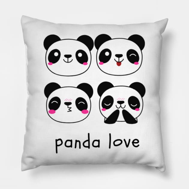 Panda Love Pillow by NoColorDesigns