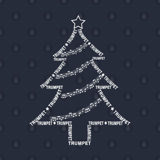 Trumpet White Text Christmas Tree by Barthol Graphics