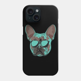 Frenchie Glow: Neon Face French Bulldog Wearing Sunglasses Phone Case