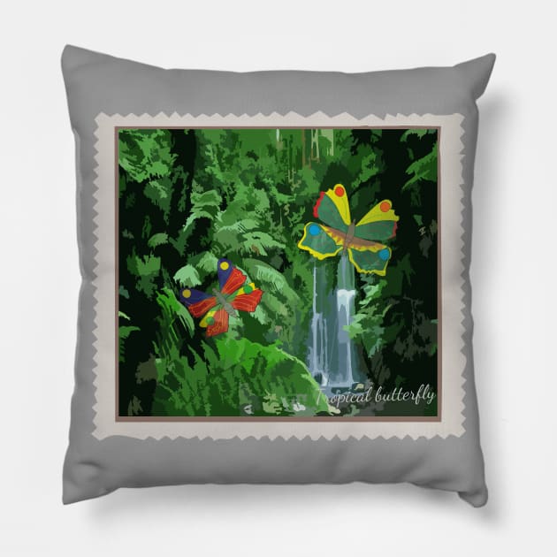 Tropics postage stamp Pillow by Alekvik