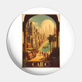 Cairo Egypt Streetscape Vintage Travel Art Poster Pin