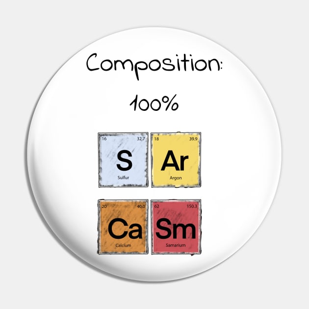 Science Sarcasm S Ar Ca Sm Elements of Humor Composition  White Pin by Uwaki