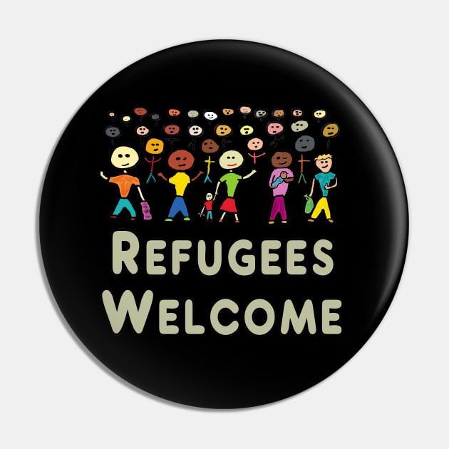 Refugees Welcome Pin by Mark Ewbie