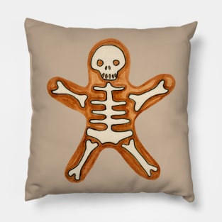 Watercolor halloween gingerbread skeleton Pillow