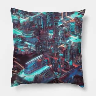 Cool Japanese Neon Cyber City Pillow