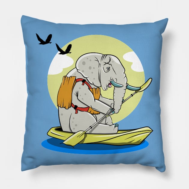 Elephant Kayaking Pillow by mailboxdisco