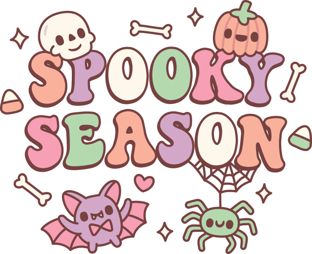 Cute Spooky Season Halloween Doodle Kids T-Shirt by rustydoodle