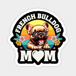 Colorful French Bulldog Mom Retro Sunset Dog Lover Mother's Day Magnet