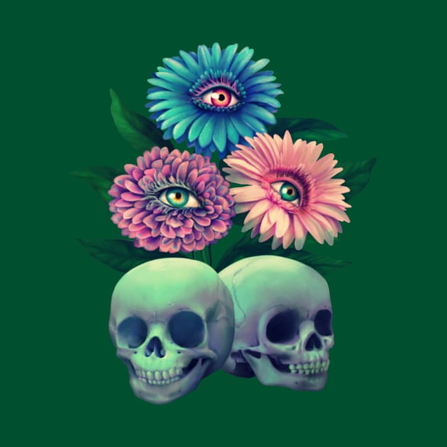 Skulls and eye-flowers by Lyara Costa