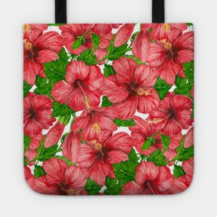 Red hibiscus pattern II Tote