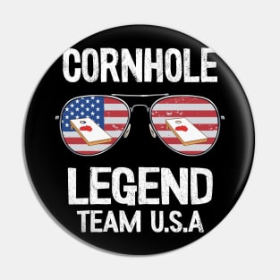 Cornhole Legend Team U.S.A American Flag Sunglasses Bean Bag Pin