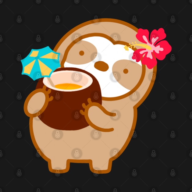 Cute Tropical Coconut Drink Sloth by theslothinme