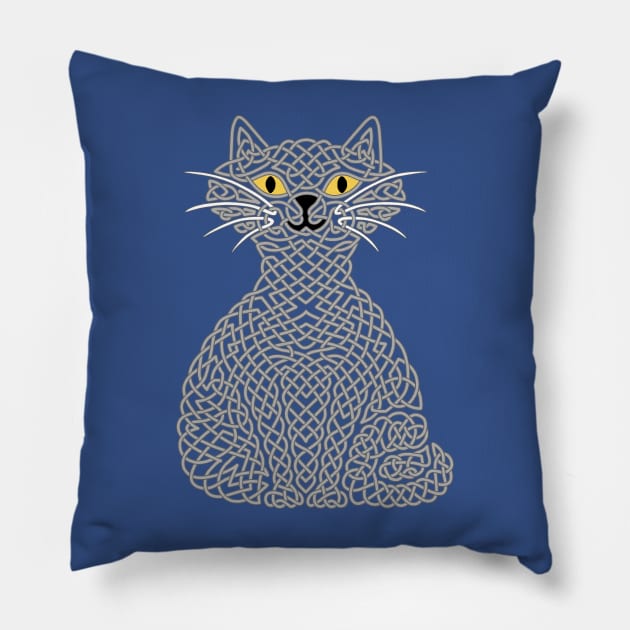 Knotty Cat - grey Pillow by Hippopottermiss