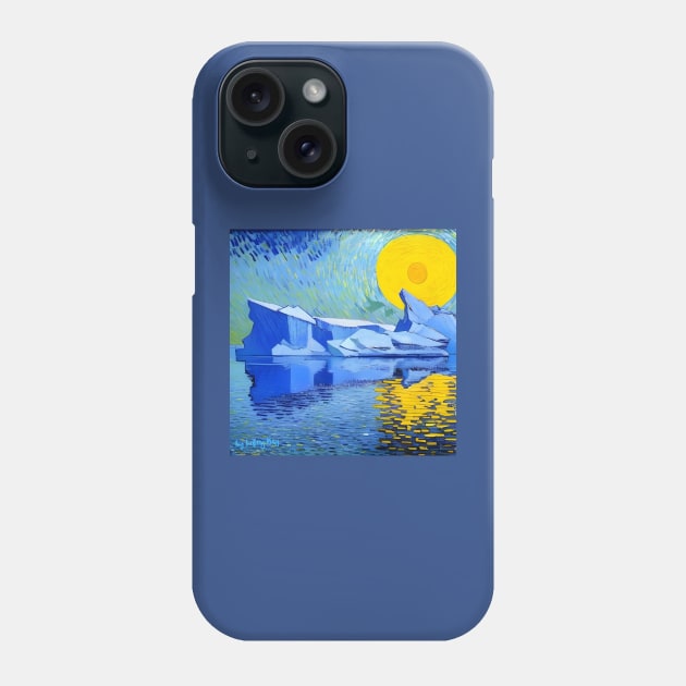 Starry Night Iceberg T-Shirt Van Gogh-esque Newfoundland Phone Case by SailorsDelight