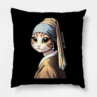 Cat with a Pearl Earring Pillow