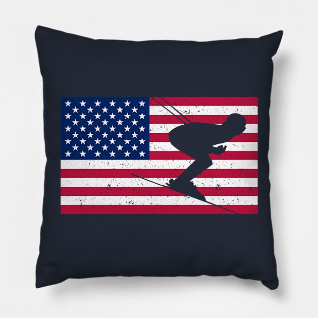 American Alpine Skiing Fan Pillow by RJCatch