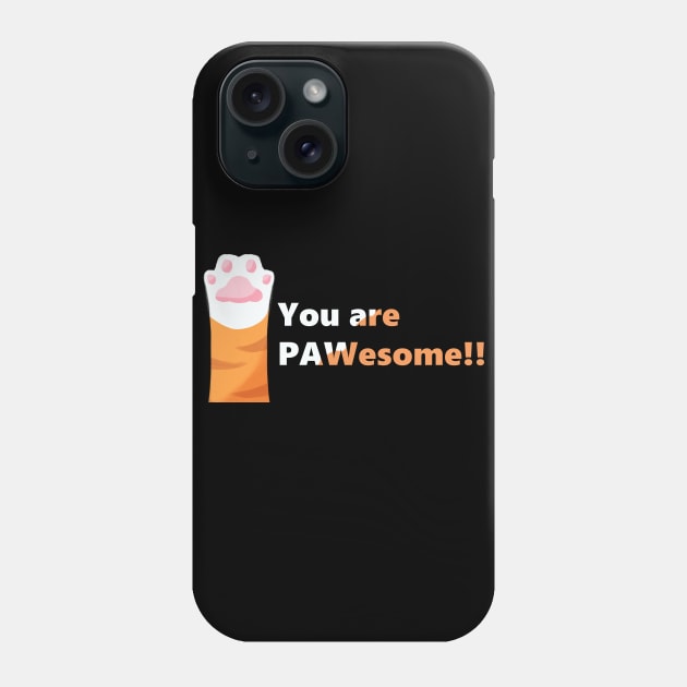 PAWsome Orange Cat Paw Phone Case by ArtsyStormy