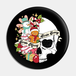 "Sorta Merry Sorta Scary" Christmas Skull Pin