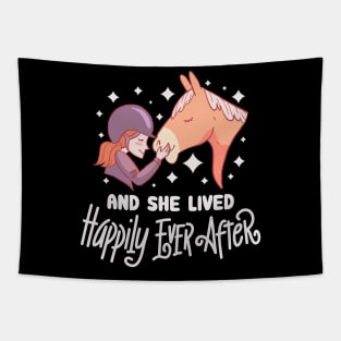 and she lived happily ever after - Cute Horse Girl Tapestry