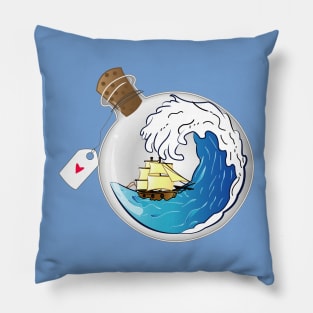 Sea and Ship Bottle Pillow