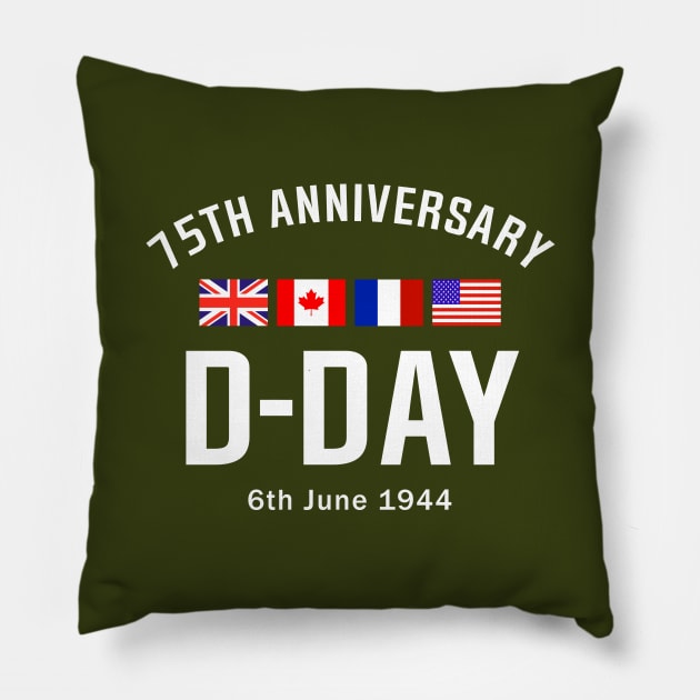 D Day 75th Anniversary Pillow by SeattleDesignCompany