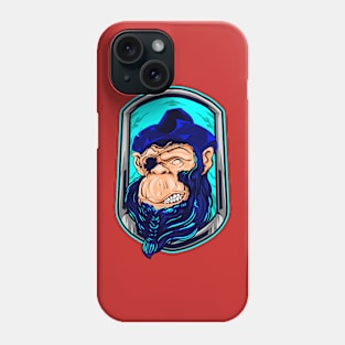 chimpanzee pirate illustration Phone Case