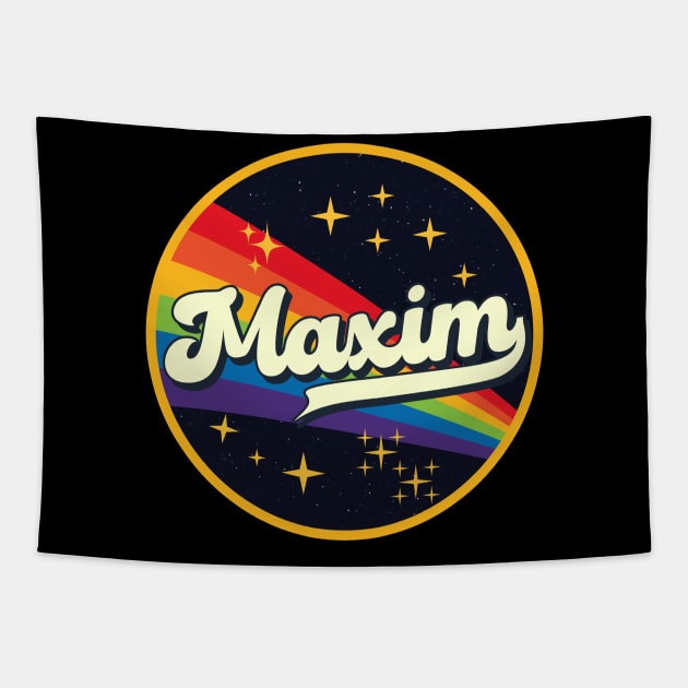 Maxim // Rainbow In Space Vintage Style Tapestry by LMW Art